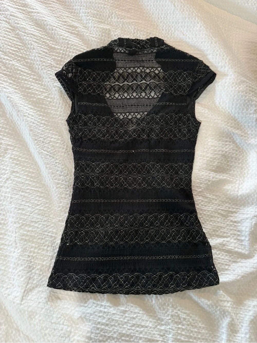 Vintage XOXO Black Lace-Panel Knit Tank Top - Picture 3 of 3